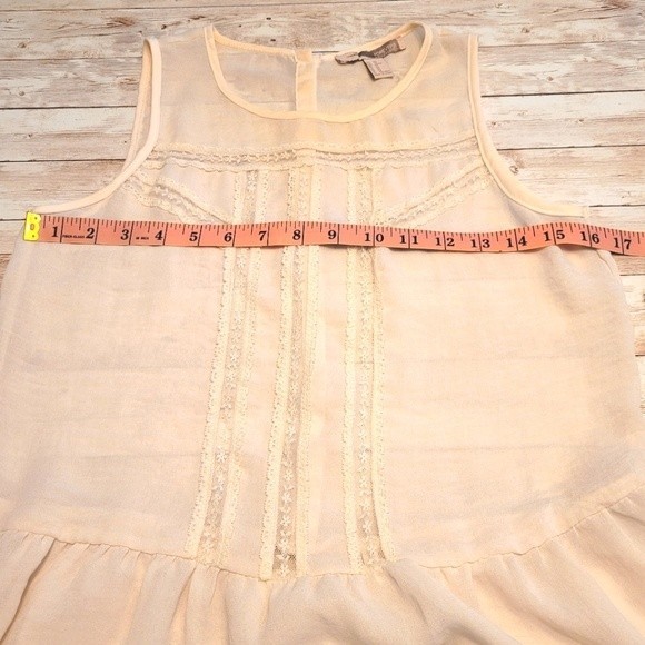 Forever 21 Cream Lace Peplum Chiffon Top | Boho Top | Crop Top - Picture 11 of 12